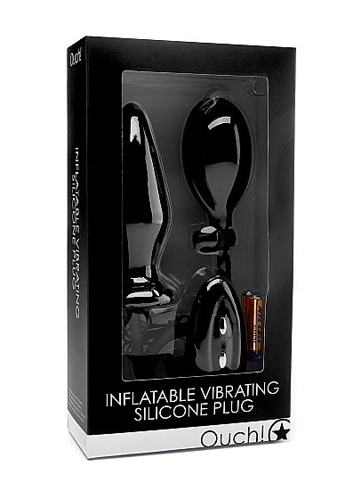 Чёрный анальный стимулятор с функцией расширения и вибрацией Inflatable Vibrating Silicone Plug - 12,2 см. - 1