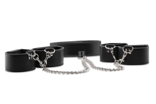 Чёрный двусторонний комплект для бандажа Reversible Collar / Wrist / Ankle Cuffs - 2