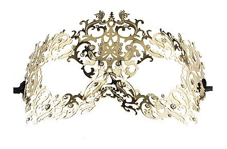 Золотистая металлическая маска Forrest Queen Masquerade - 0
