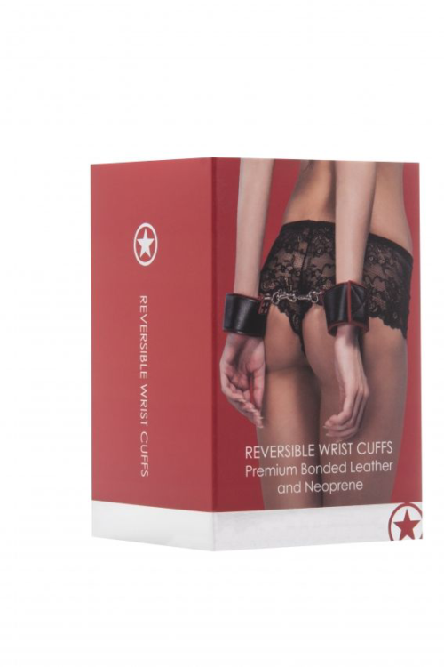 Чёрно-красные двусторонние наручники Reversible Wrist Cuffs - 3