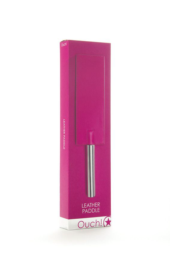 Розовая прямоугольная шлёпалка Leather Paddle - 35 см. - 1
