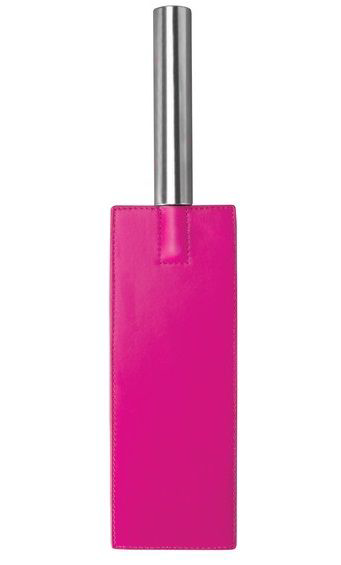 Розовая прямоугольная шлёпалка Leather Paddle - 35 см. - 0