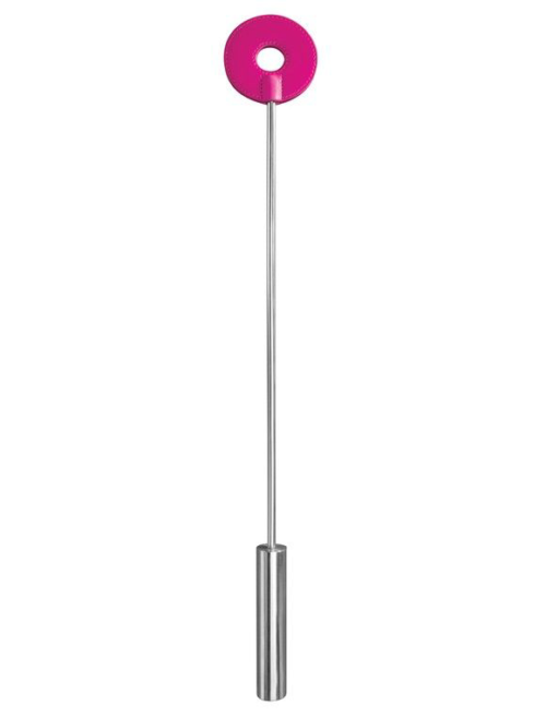 Розовая шлёпалка Leather Circle Tiped Crop с наконечником-кругом - 56 см. - 0