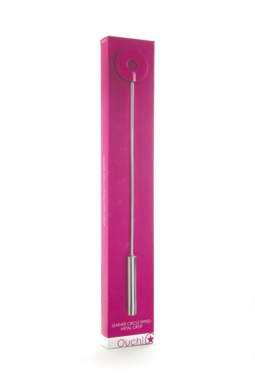 Розовая шлёпалка Leather Circle Tiped Crop с наконечником-кругом - 56 см. - 2