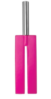 Розовая П-образная шлёпалка Leather Slit Paddle - 35 см. - 0