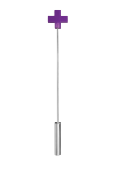 Фиолетовая шлёпалка Leather Cross Tiped Crop с наконечником-крестом - 56 см. - 0