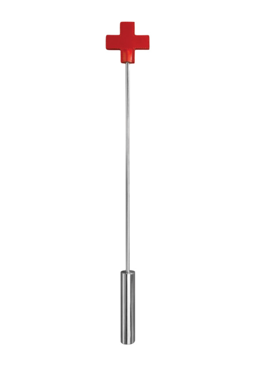 Красная шлёпалка Leather Cross Tiped Crop с наконечником-крестом - 56 см. - 0