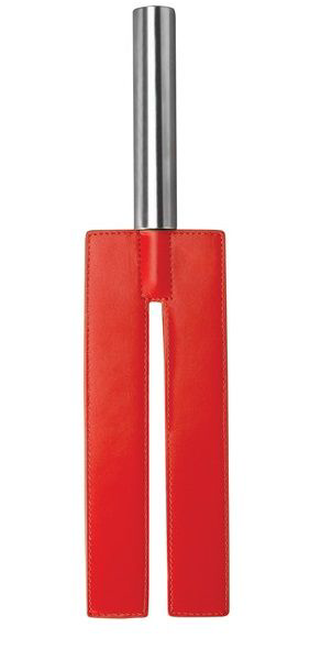 Красная П-образная шлёпалка Leather Slit Paddle - 35 см. - 0
