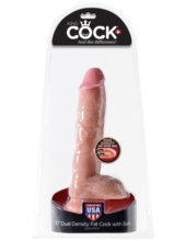 Телесный фаллоимитатор с мошонкой Dual Density 10 Fat Cock with Balls - 25,4 см. - 5