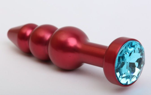 Красная анальная ёлочка с голубым кристаллом - 11,2 см. - 0