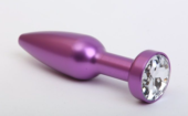 Фиолетовая анальная пробка с прозрачным стразом - 11,2 см. - 0