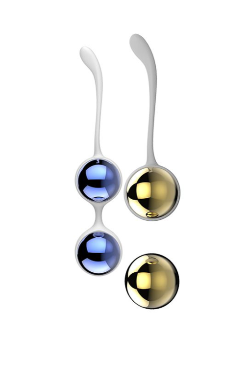 Синие и золотистые вагинальные шарики Nalone Yany - 1