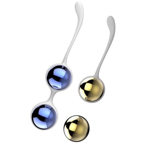 Синие и золотистые вагинальные шарики Nalone Yany - 0