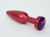 Большая красная анальная пробка с фиолетовым стразом - 11,2 см. - 0