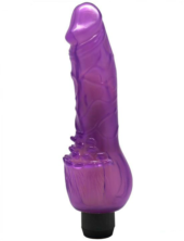 Фиолетовый вибратор с усиками - 19 см. - 2