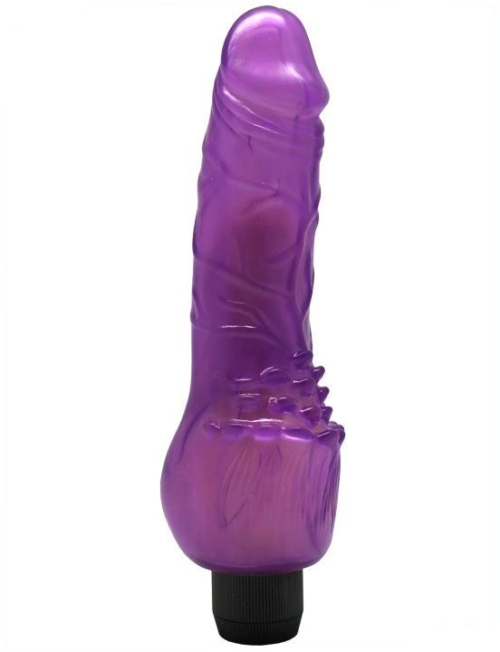 Фиолетовый вибратор с усиками - 19 см. - 1