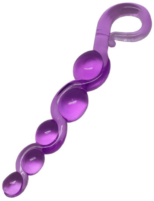 Фиолетовая анальная цепочка из геля - 22 см. - 1
