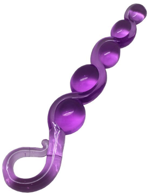 Фиолетовая анальная цепочка из геля - 22 см. - 0