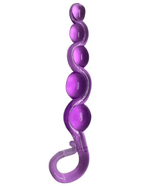 Фиолетовая анальная цепочка из геля - 22 см. - 2