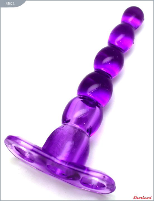 Фиолетовый анальный конус из 5 шариков - 16 см. - 3