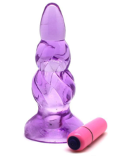 Фиолетовая анальная вибропробка - 9 см. - 0