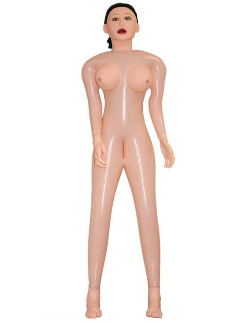 Надувная секс-кукла «Брюнетка» с длинными волосами и 3 отверстиями - 1