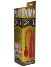 Красная вакуумная помпа Eroticon PUMP X1 с грушей - 1