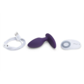 Фиолетовая анальная пробка для ношения Ditto с вибрацией и пультом ДУ - 8,8 см. - 6