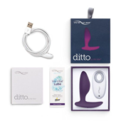 Фиолетовая анальная пробка для ношения Ditto с вибрацией и пультом ДУ - 8,8 см. - 10