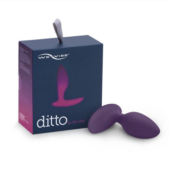 Фиолетовая анальная пробка для ношения Ditto с вибрацией и пультом ДУ - 8,8 см. - 0
