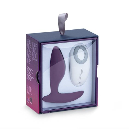 Фиолетовая анальная пробка для ношения Ditto с вибрацией и пультом ДУ - 8,8 см. - 8