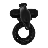 Чёрное эрекционное виброкольцо Sweet Ring с дельфинчиком - 2