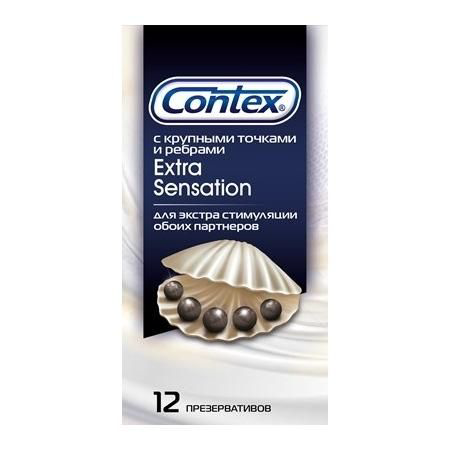 Презервативы с крупными точками и рёбрами Contex Extra Sensation - 12 шт. - 0