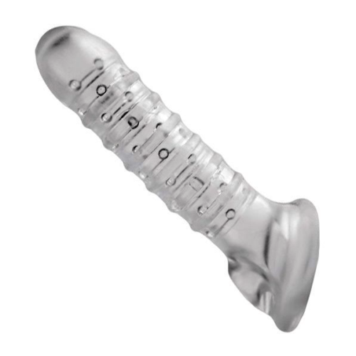 Утолщающая ребристая насадка на пенис - 0