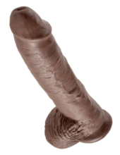 Большой коричневый фаллоимитатор с мошонкой 10 Cock with Balls на присоске - 25,4 см. - 3