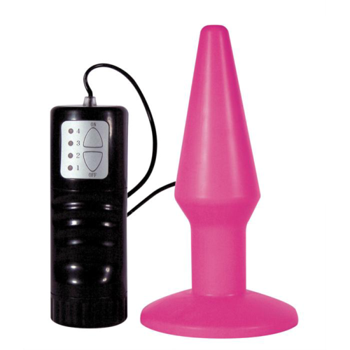 Розовая анальная пробка с вибрацией Brutal Pink Plug Medium - 14 см. - 0