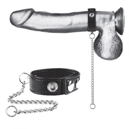 Утяжка на пенис с поводком Snap Cock Ring With 12 Leash - 0