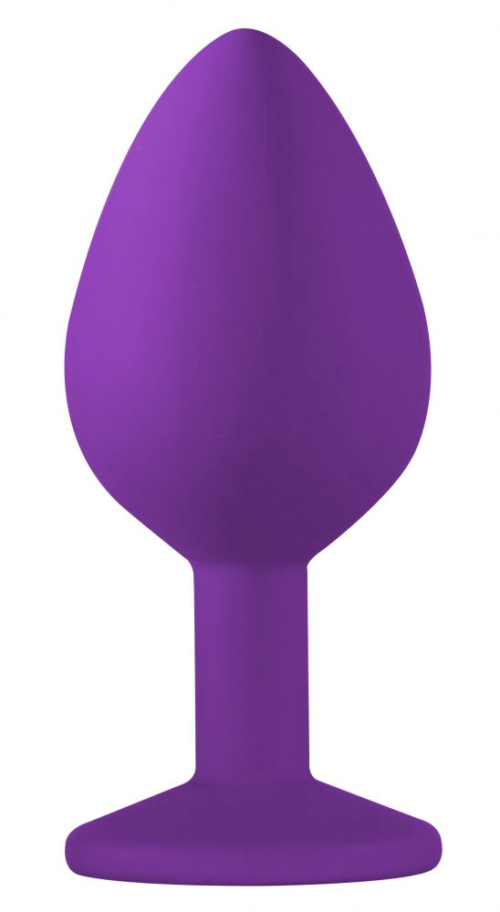 Средняя фиолетовая анальная пробка Emotions Cutie Medium с прозрачным кристаллом - 8,5 см. - 0