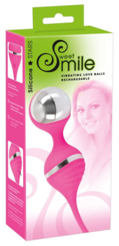 Розовые вагинальные шарики с вибрацией Smile - 3