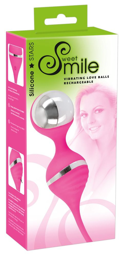 Розовые вагинальные шарики с вибрацией Smile - 3