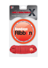 Набор для фиксации BONDX BONDAGE RIBBON LOVE ROPE: красная лента и веревка - 1