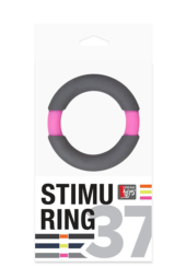 Серое эрекционное кольцо NEON STIMU RING 37MM GREY/PINK - 1