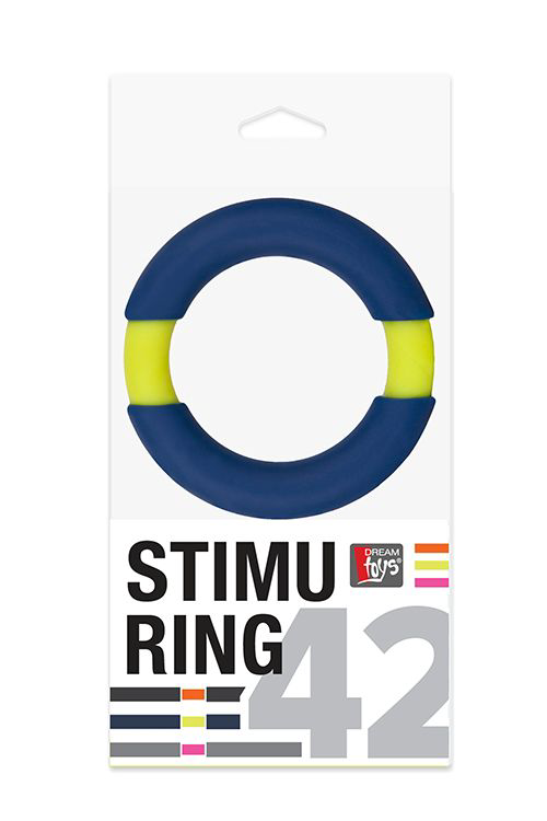 Синее эрекционное кольцо NEON STIMU RING 42MM BLUE/YELLOW - 1