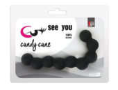 Чёрная анальная цепочка SEE YOU CANDY CANE ANAL BEADS - 13,1 см. - 1