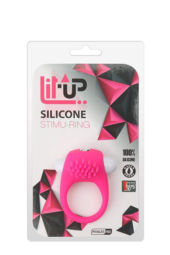 Розовое эрекционное кольцо с щеточкой LIT-UP SILICONE STIMU RING 5 - 1