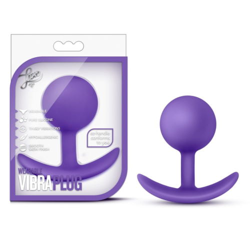 Фиолетовая пробка-шар для ношения Luxe Wearable Vibra Plug - 8,9 см. - 2