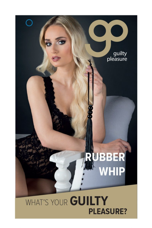 Чёрная резиновая мини-плеть Rubber Whip - 43 см. - 2