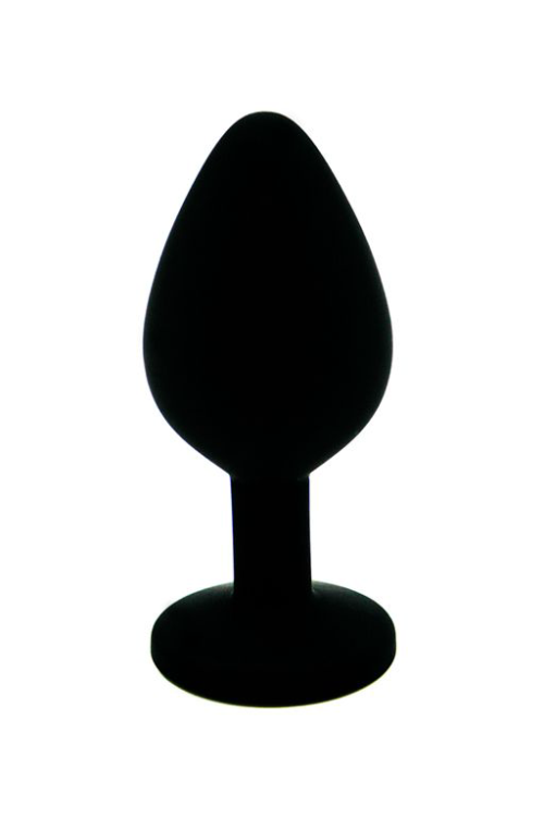 Чёрная силиконовая анальная пробка с светло-фиолетовым кристаллом - 7 см. - 2