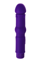 Фиолетовый вибратор с утолщением посередине и клиторальным зайчиком - 18 см. - 5