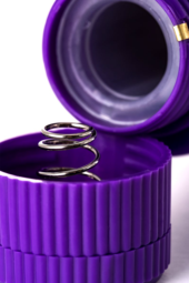 Фиолетовый вибратор с утолщением посередине и клиторальным зайчиком - 18 см. - 9